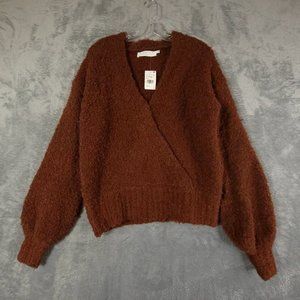 Astr The Label Womens Pullover Sweater Brown Long‎ Sleeve Bishop Stretch L New